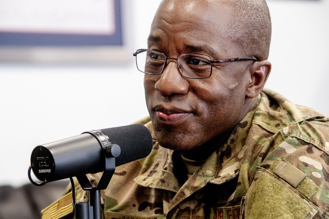 Air Force Maj. Gen. Stacey Hawkins, commander of the Ogden Air Logistics Complex at Hill Air Force Base, talks about his military life during a podcast on Friday, Feb. 22, 2019. (Photo: Scott G Winterton, KSL)