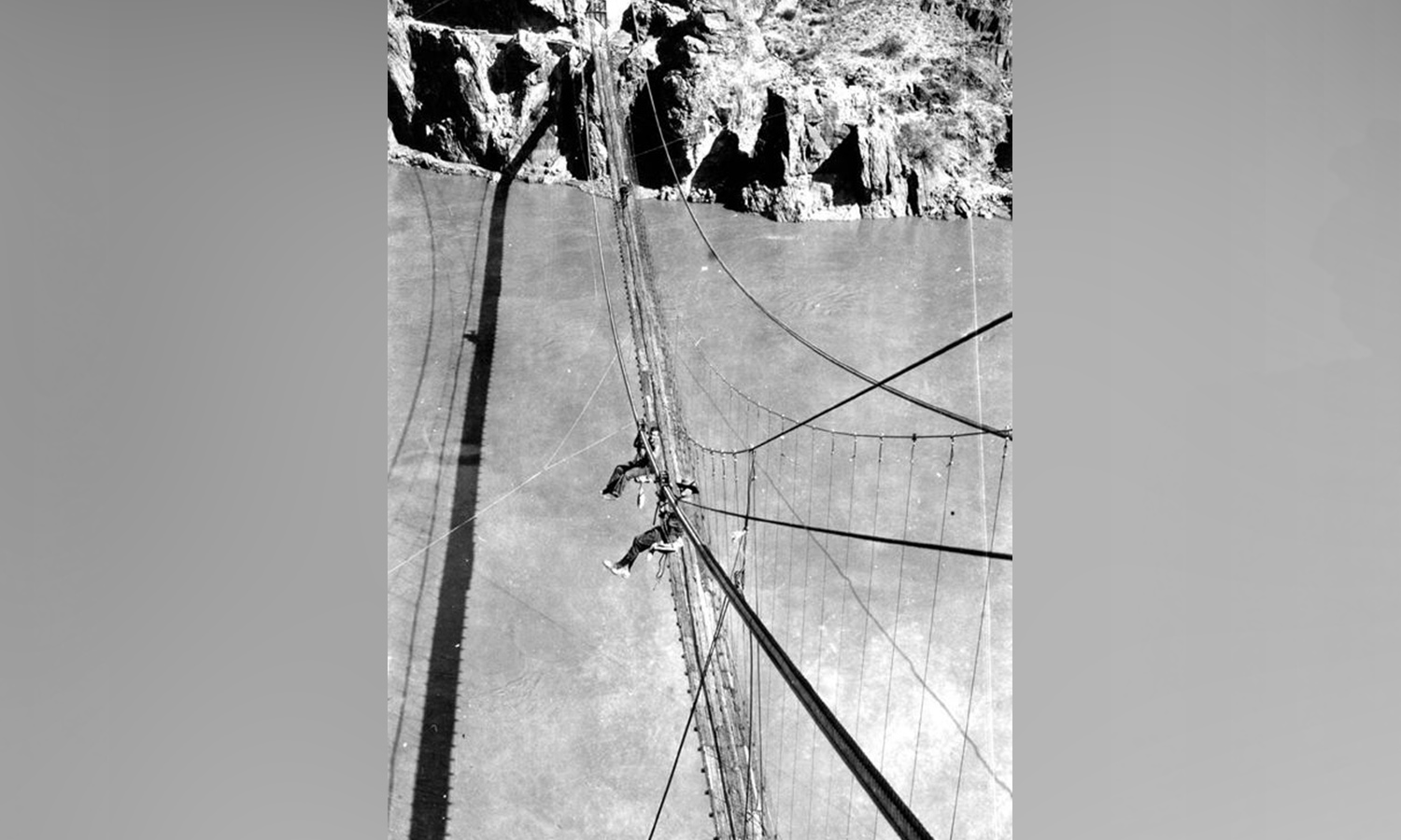 In 1928, Grand Canyon National Park built a new suspension bridge to accommodate the increasing number of people interested in staying at Phantom Ranch in the park and replace the old 1921 one. (Photo: National Park Service)