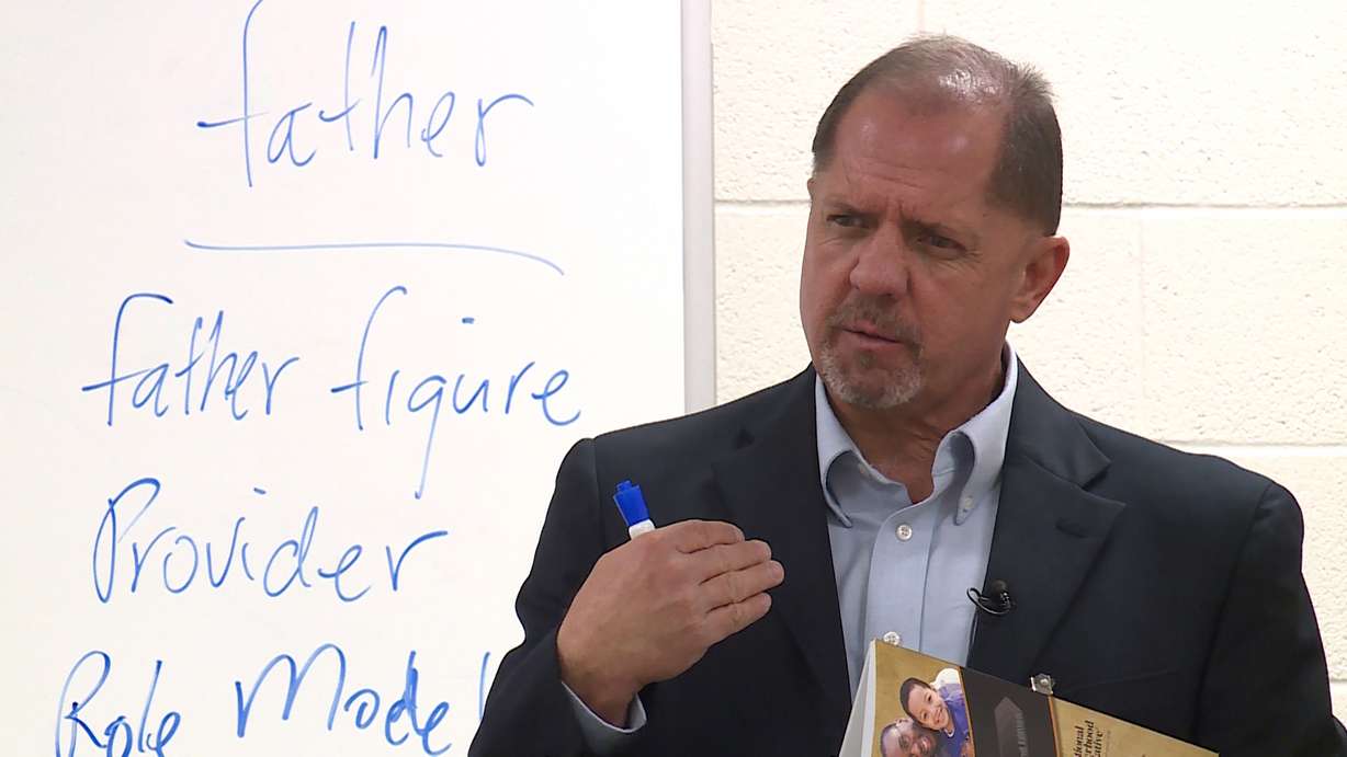 Kelly Kendall runs a class teaching inmates how to be better dads for when they eventually get out. (Photo: Jay Dortzbach, KSL TV)