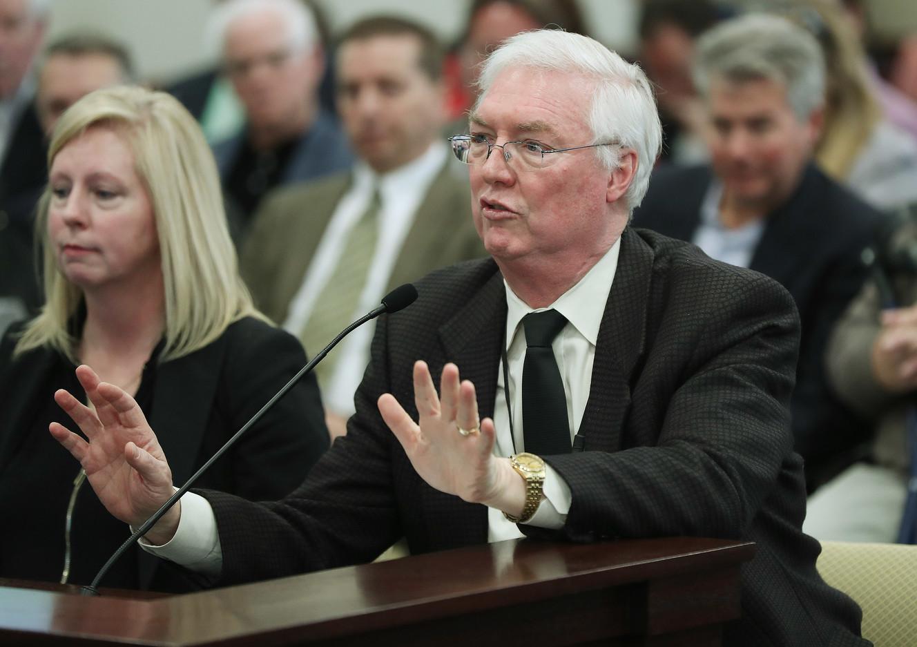 Roger Tew, senior policy adviser with the Utah League of Cities and Towns, discusses the GOP leadership-backed tax reform bill during a meeting of House Revenue and Taxation Standing Committee at the Capitol in Salt Lake City on Friday, March 1, 2019. (Photo: Jeffrey D. Allred, KSL)