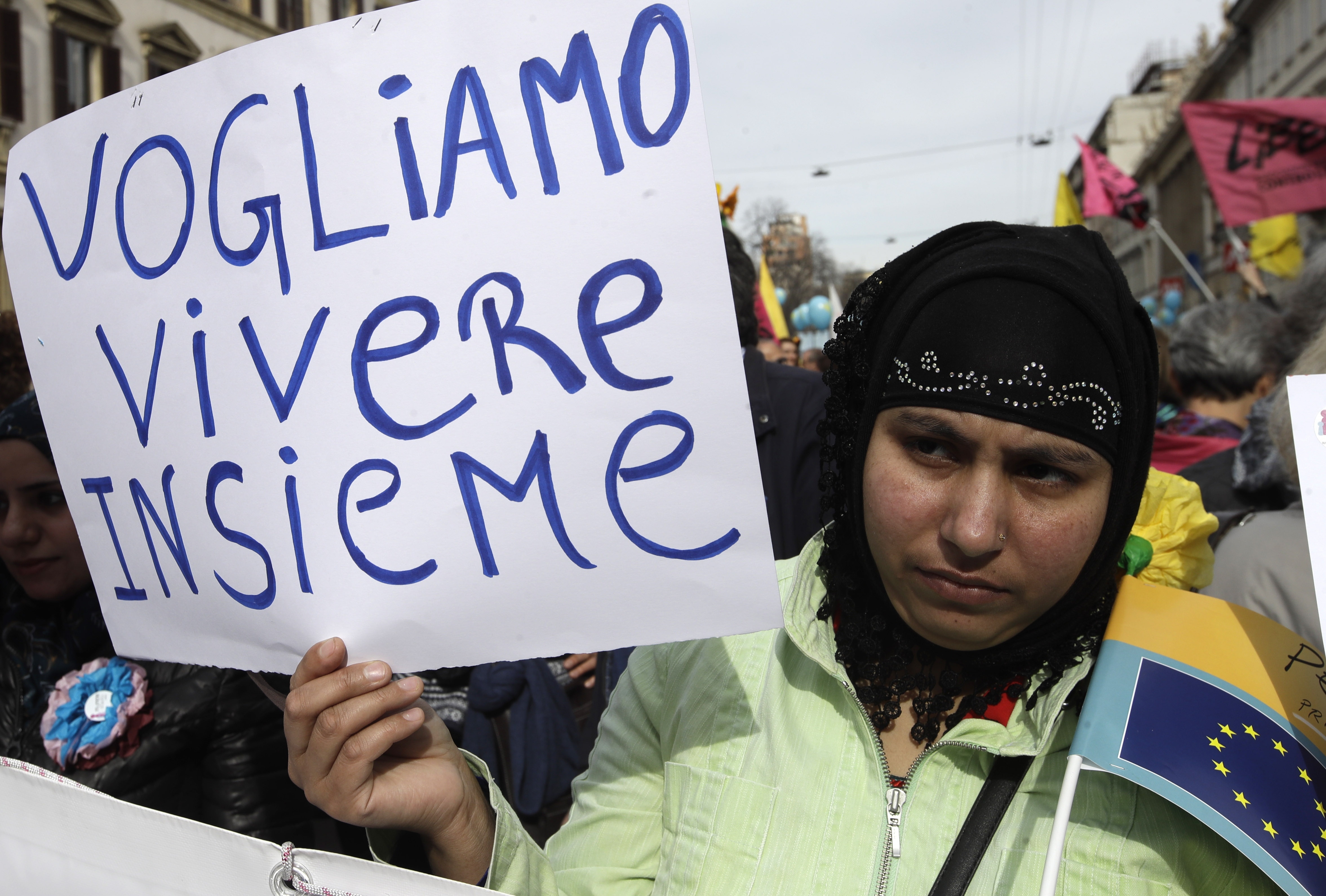 Tens of thousands march in anti-racism rally in Milan