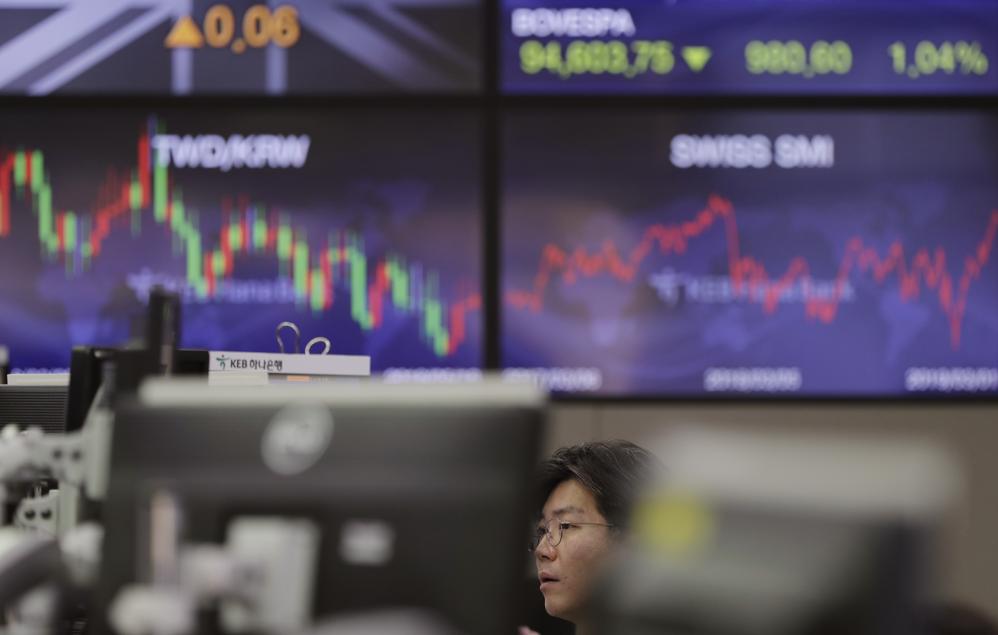 Asian shares fall, China's edge up on bullish growth target