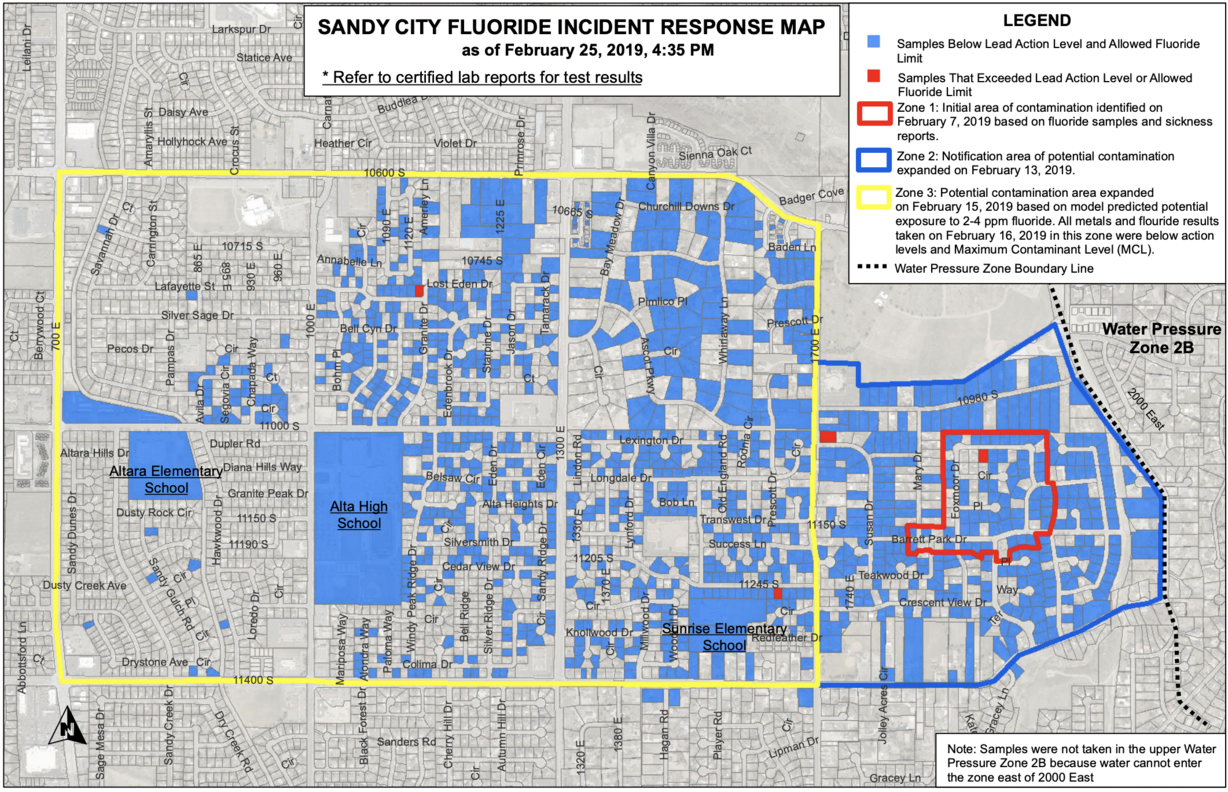 Sandy City Fluoride Incidents Response Map, March 6, 2019. (Photo: sandy.utah.gov)