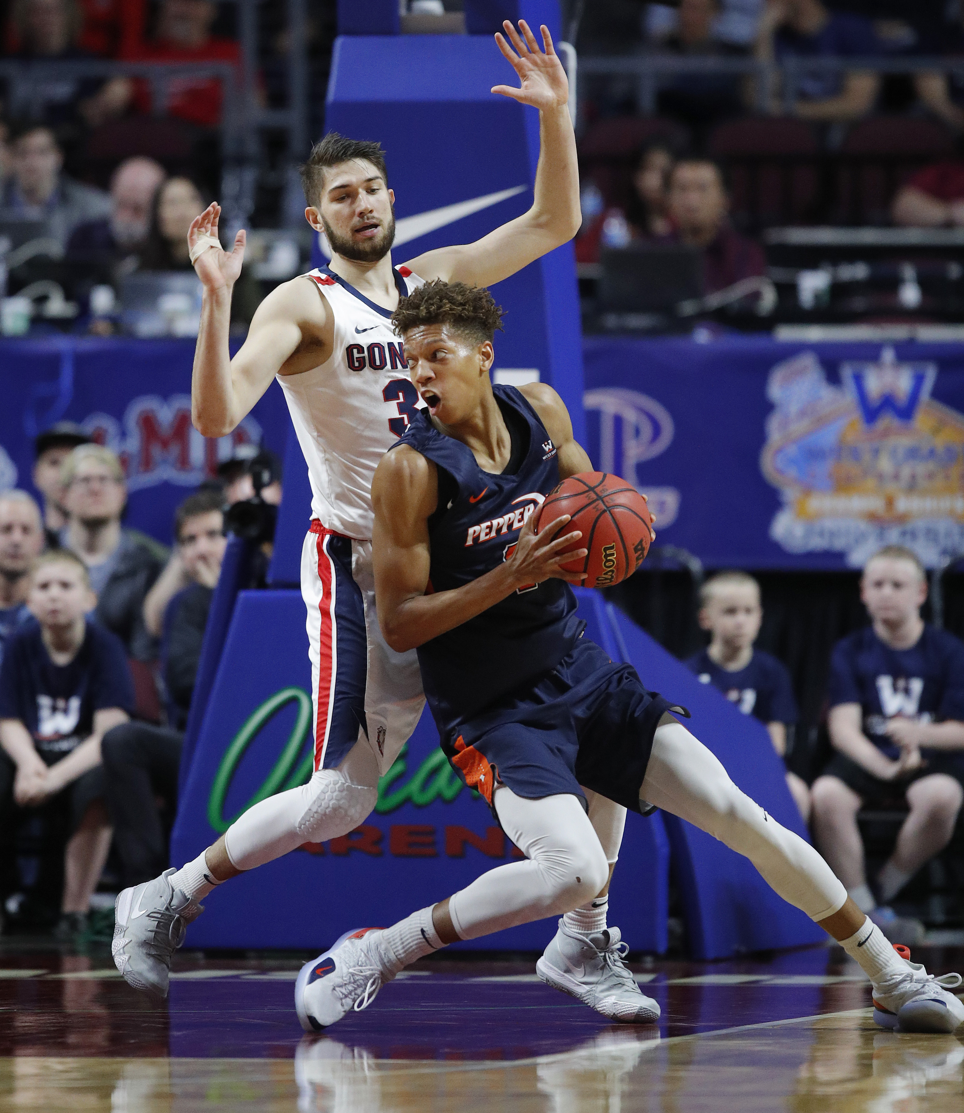 Pepperdine's Kessler Edwards against Gonzaga, March 11, 2019. (Photo: John Locher)