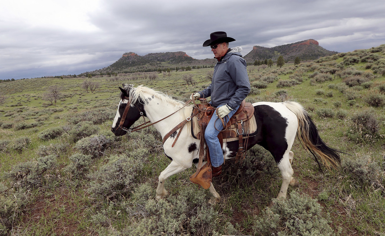 Interior Secretary Ryan Zinke rides a horse in the Bears Ears National Monument near Blanding on May 9, 2017. (Photo: Scott G Winterton, KSL)