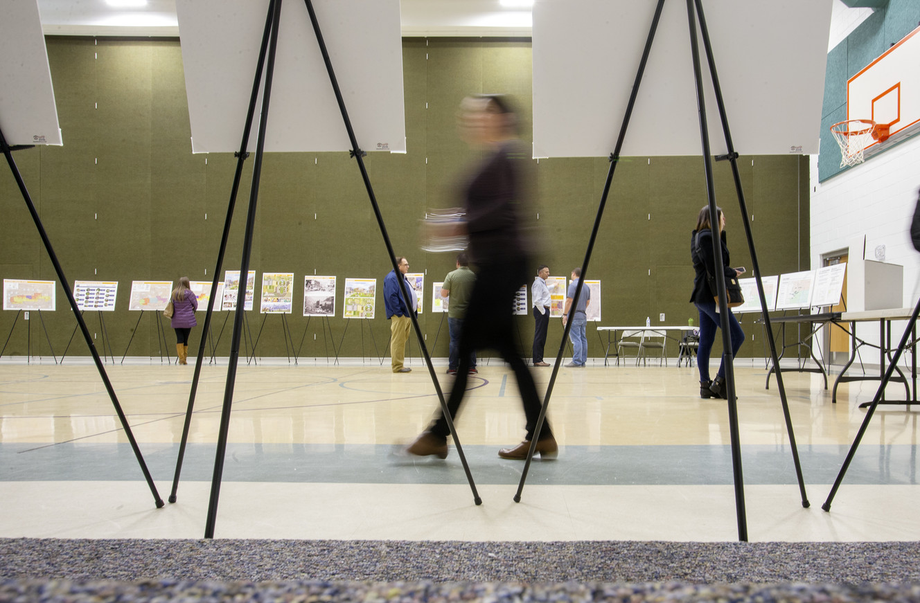 Residents of Herriman and Riverton arrive for an open house about the proposed Olympia Hills development at Bastian Elementary School in Herriman on Wednesday, March 13, 2019. (Photo: Scott G Winterton, KSL)