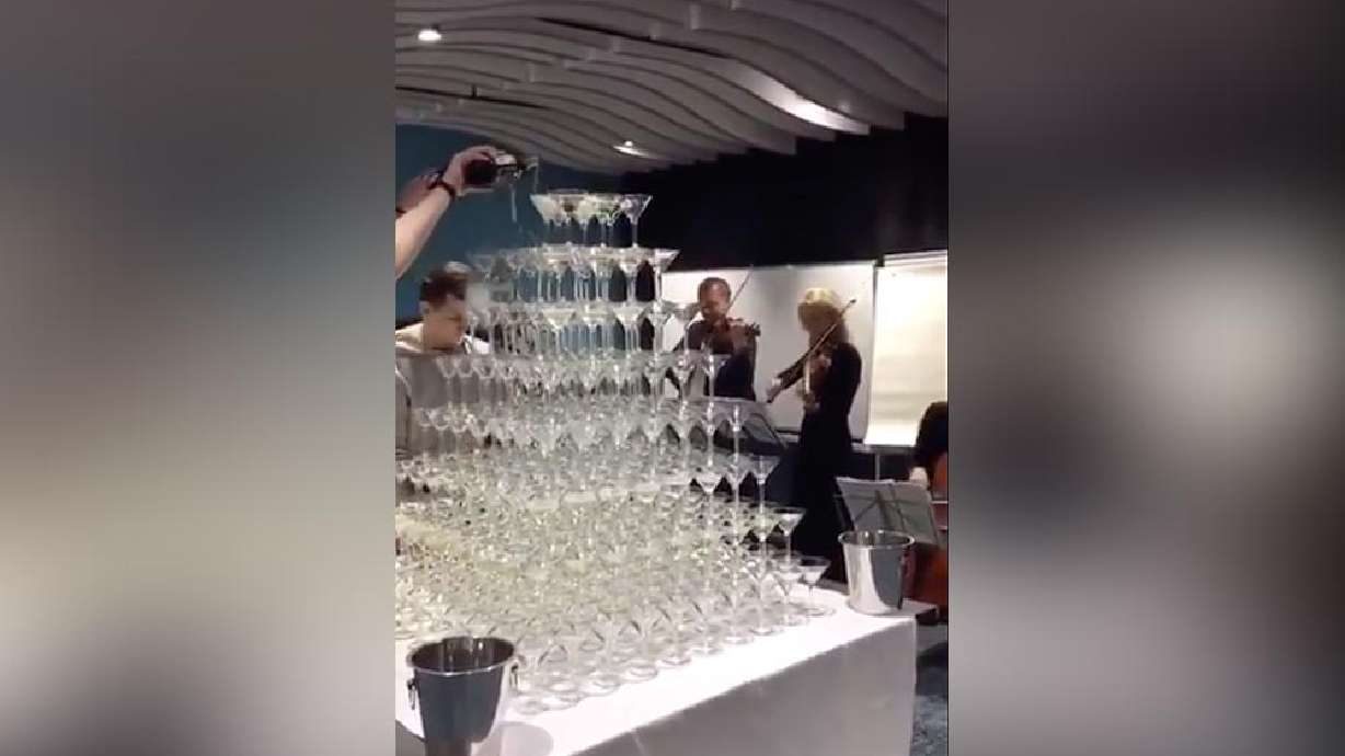 Have You Seen This? Champagne tower comes crashing down at fancy party