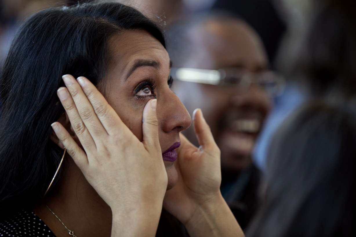 A friend wipes tears from University of Utah medical school student Simranvir Kaur's eyes after Kaur opened her acceptance letter to Stanford University's obstetrics-gynecology residency program during Match Day at Rice Eccles Stadium in Salt Lake City on Friday, March 15, 2019. Fourth-year medical school students across the nation opened letters Friday to find out where they will go to complete residency as new doctors. (Photo: Laura Seitz, KSL)