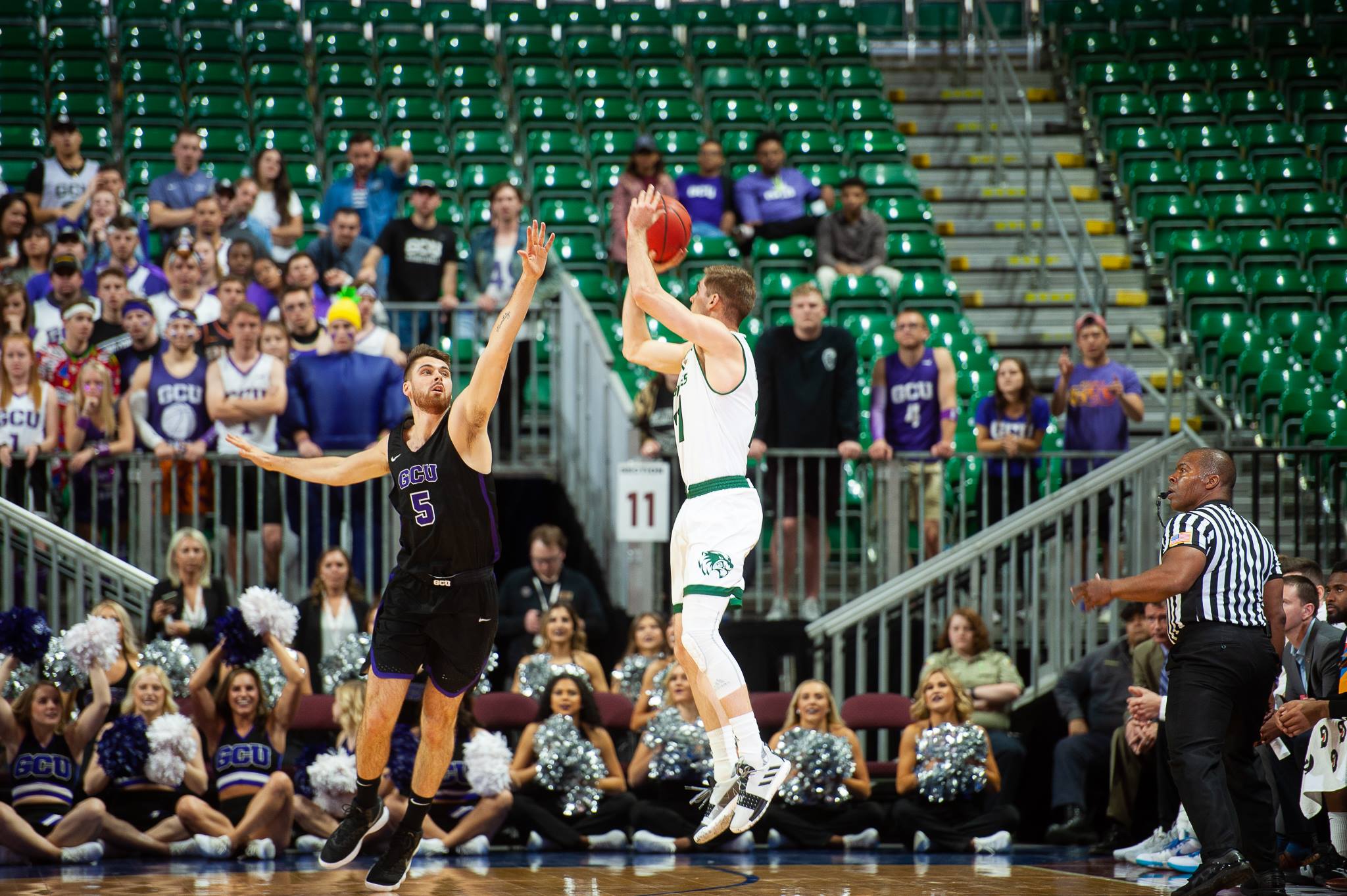 Utah Valley's Conner Toolson shoots against Grand Canyon during a WAC semifinal, Friday, March 15, 2019 in Las Vegas. (Photo: Mark Nessia, WAC Sports)