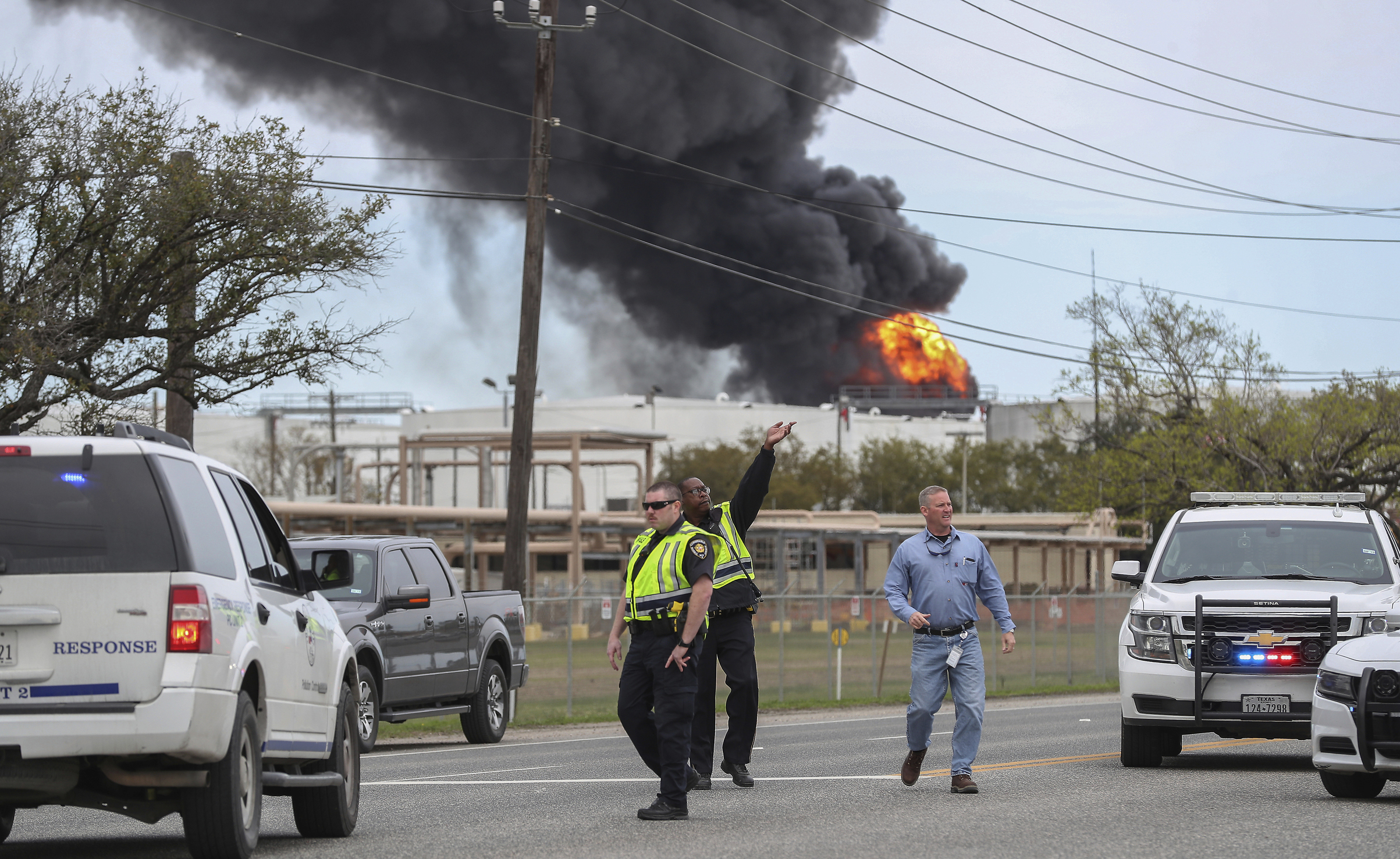 Crews work to control fire at Texas petrochemicals plant