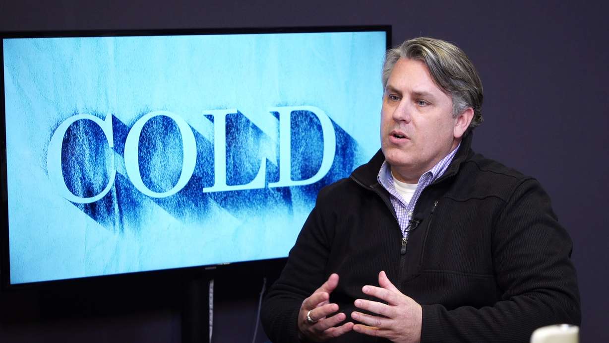 Clinical psychologist Matt Woolley, Ph.D. discusses Josh Powell’s audio journal recordings for the Cold podcast on March 8, 2018. (Photo: Josh Szymanik, KSL 5 TV)