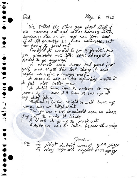 Josh Powell wrote this letter to his father, Steve Powell, at age 16. Josh describes his father grounding him to prevent his attendance at a youth function for The Church of Jesus Christ of Latter-day Saints.