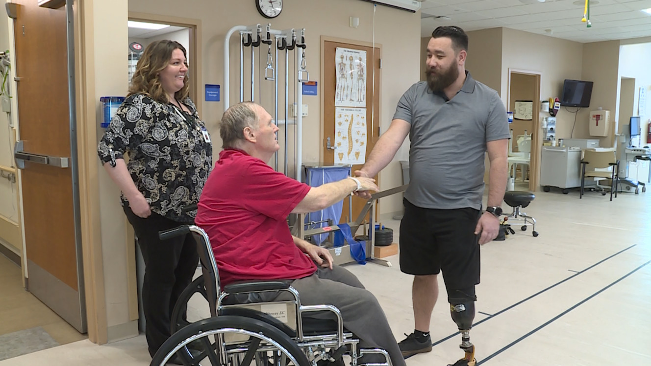 Patrick Oki met Terry Conley in the Neuro-Specialty Rehab unit at Intermountain Medical Center. (Photo: KSL TV)