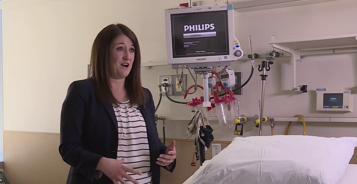 Amanda Grow explains how lung complications following childbirth left her unprepared to make the transition from the hospital to home. (Photo: Jay Dortzbach, KSL TV)