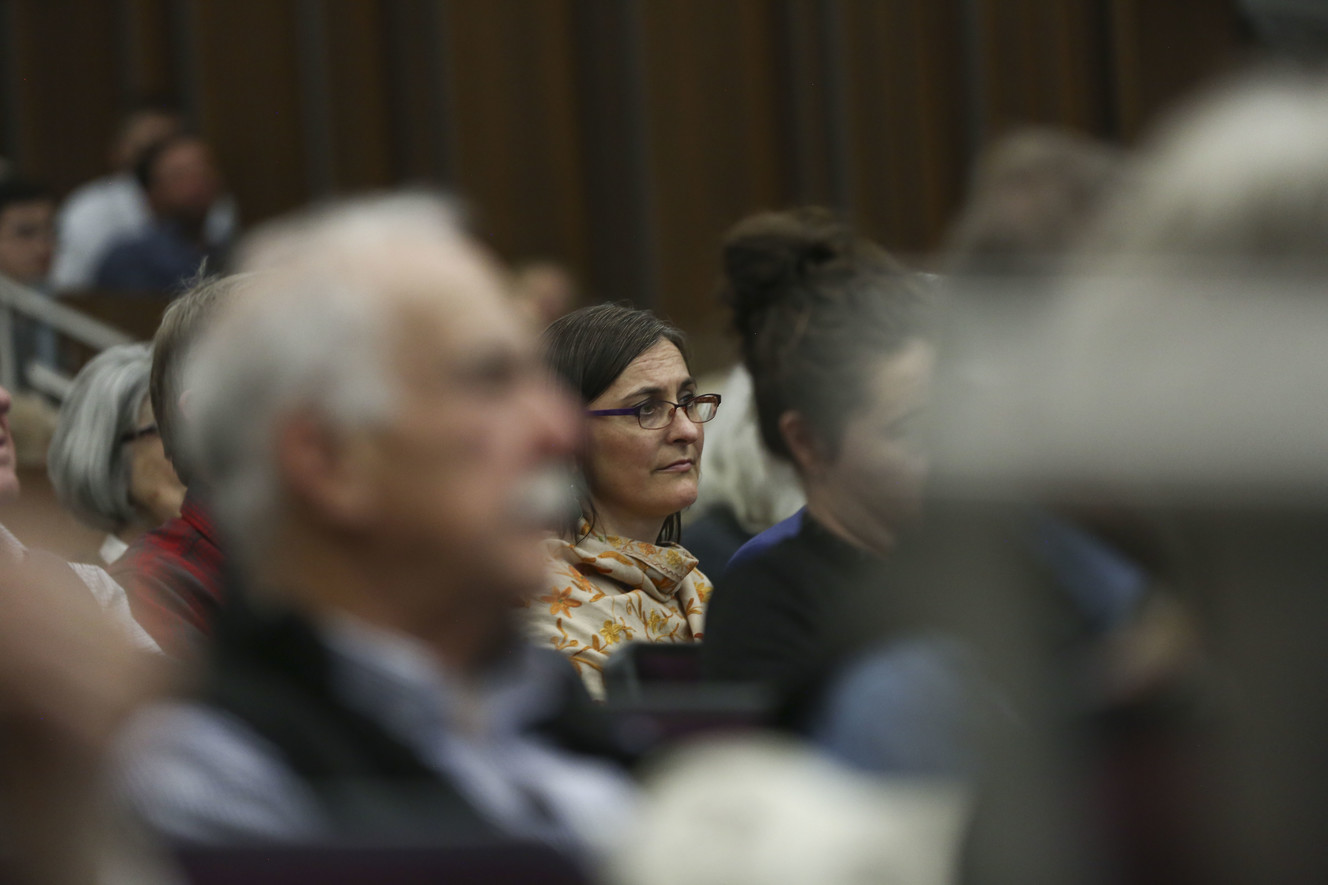 Audience members listen to the former Former Secretary of the Interior Sally Jewell during the annual Stegner Center Symposium at the U. in Salt Lake City on Thursday, March 21, 2019. Jewell's talk was the highlight of a two-day event called “Challenges of Recreation on Public Lands" at the University of Utah. Jewell served from 2013 to 2017 under former President Barack Obama. (Photo: Silas Walker, KSL)