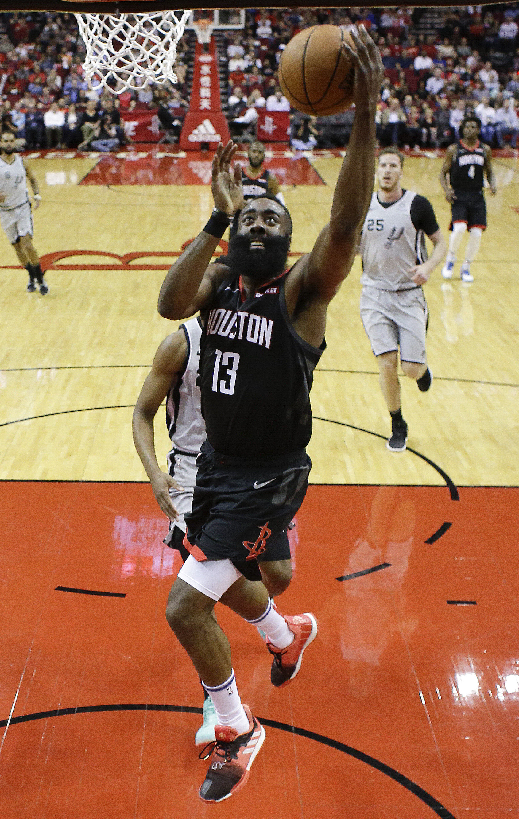 Harden ties career best with 61, Rockets beat Spurs 111-105