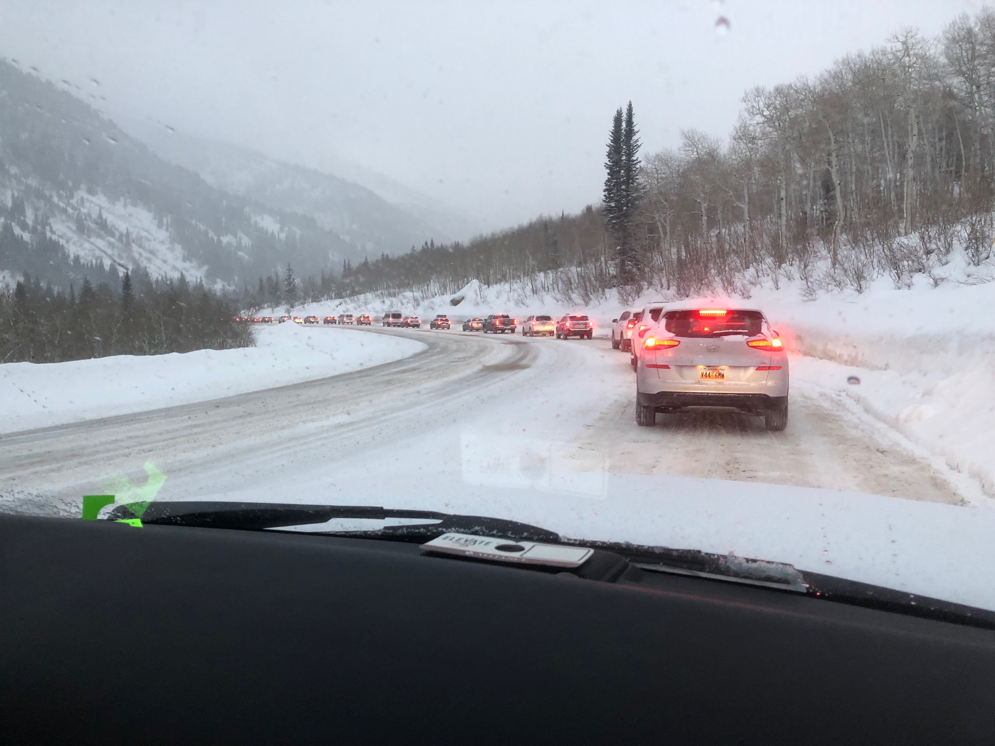 The Utah Department of Transportation has logged nearly 1,400 cars an hour in Little and Big Cottonwood Canyons on the busiest days — 5,000–7,000 cars for the whole day — all trying to drive up a two-lane road. (Photo: KSL TV)