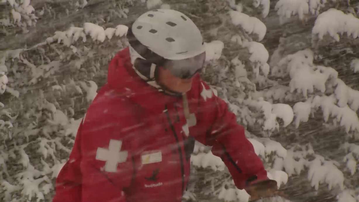 Rescue crews make it down to Donut Falls Trailhead after bring down a group of people who were caught in an avalanche on Sunday, March 24, 2019. (Photo: KSL TV)