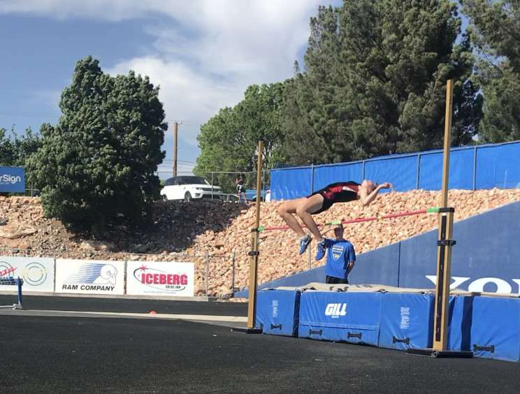 An undated photo of Alexis Martin, a senior at Hurricane High School and future cadet of U.S. Military Academy at West Point, performing a high jump at a track meet in St. George, Utah. (Photo courtesy of Rebekah Martin via St. George News)