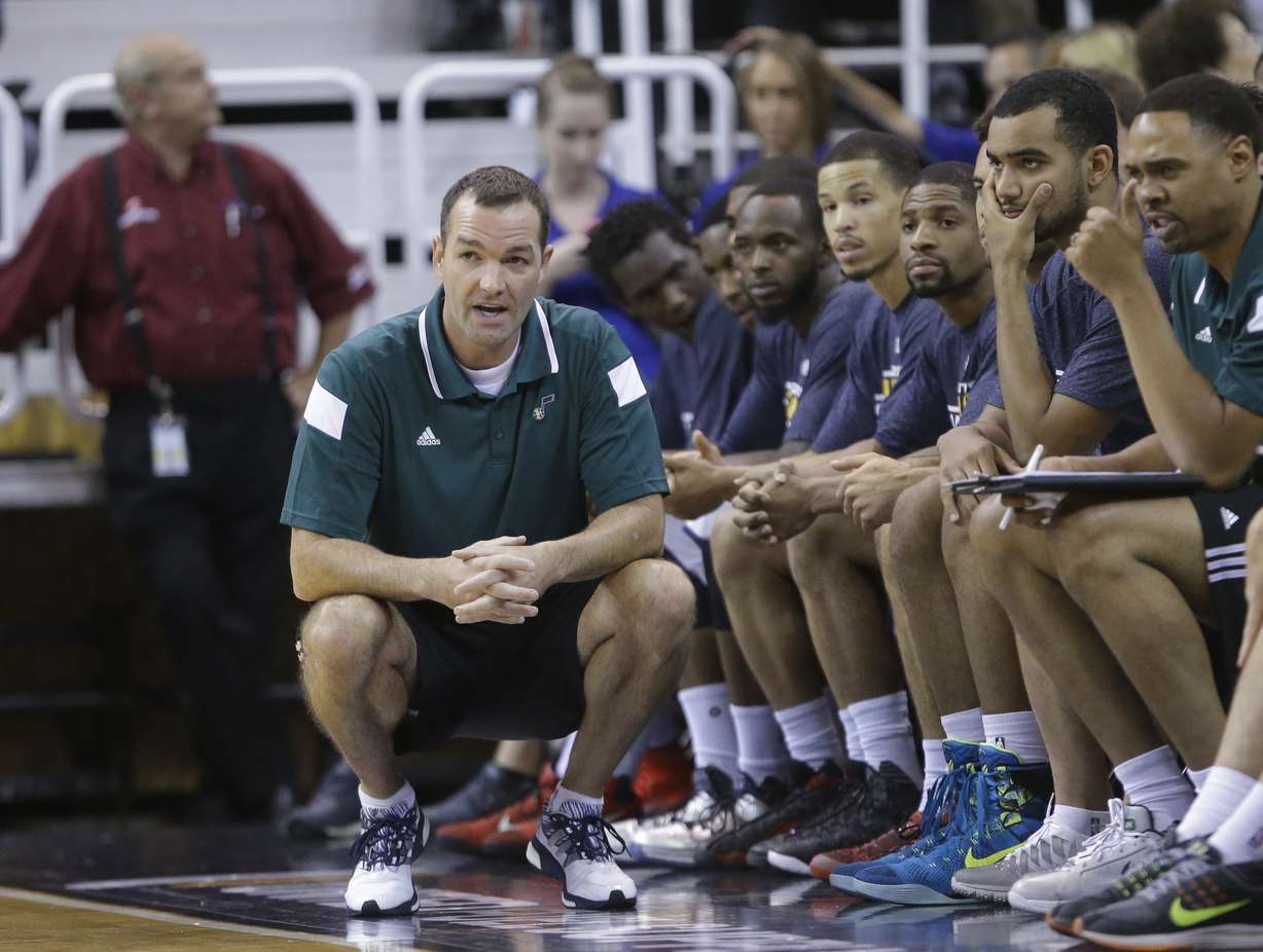 Utah Jazz summer league head coach Alex Jensen looks on during the second half of an NBA summer league basketball game against the Philadelphia 76ers Thursday, July 9, 2015, in Salt Lake City. (Photo: Rick Bowmer, AP)