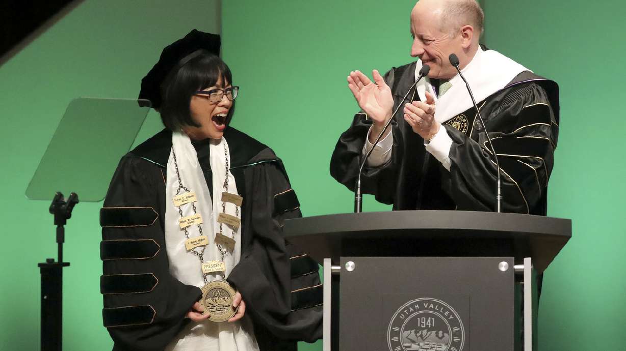 UVU President Astrid Tuminez's inauguration celebrates her 'fearless' stamp on dual-mission university