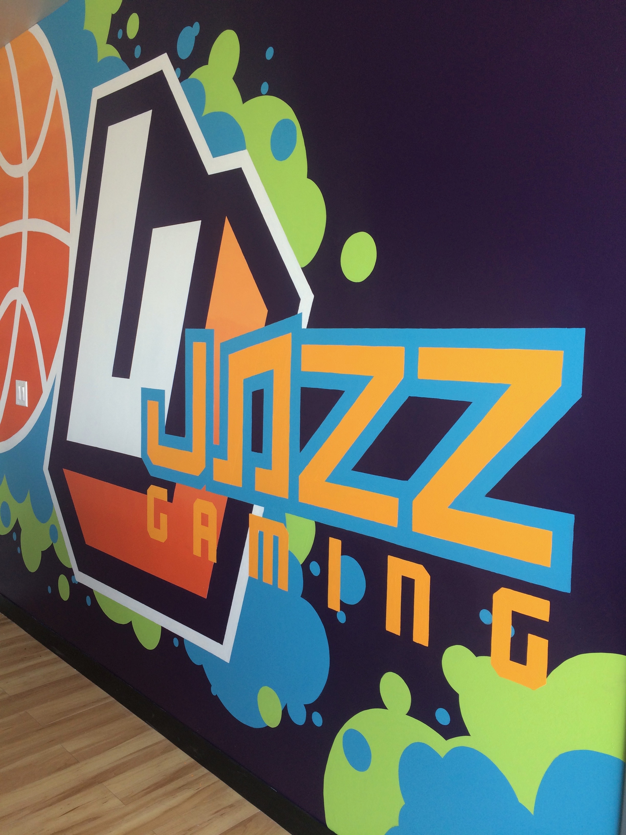 The mural in the new Jazz Gaming lounge at Vivint SmartHome Arena. (Ryan Miller, KSL)
