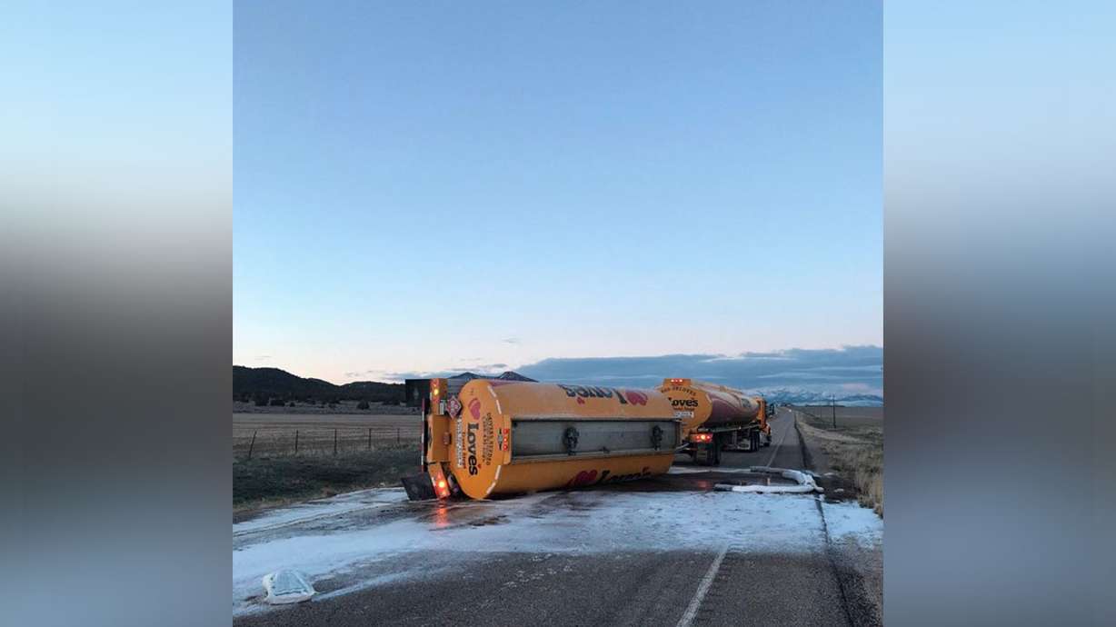 SR 28 reopened following semitruck rollover and gas spill near Levan