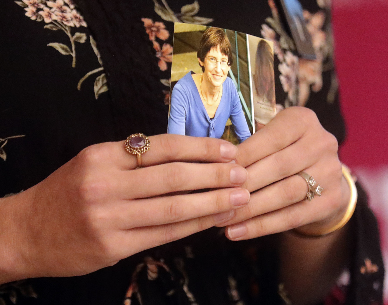 Lauren Warner, who had a liver transplant, talks about the experience while holding a photo of her donor before a ceremonial flag raising to kick off National Donate Life Month at the University of Utah Hospital in Salt Lake City on Tuesday, April 2, 2019. (Photo: Kristin Murphy, KSL)
