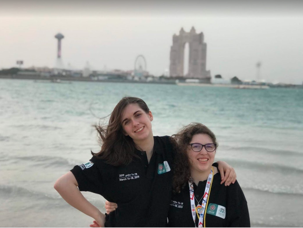 Katie Hut (left) and Natalie Green (right) enjoy their time in the capital of the United Arab Emirates during the Special Olympic Games. (Photo: Courtesy of Greg Green)