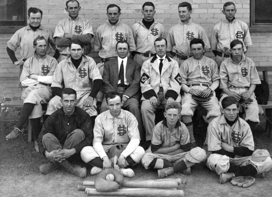 A photo of the U.S. Smelter baseball team in 1912. For many decades as early as the 1870s, Utah companies fielded baseball teams whose games were reported on in the state's newspapers. (Photo: Utah State History)