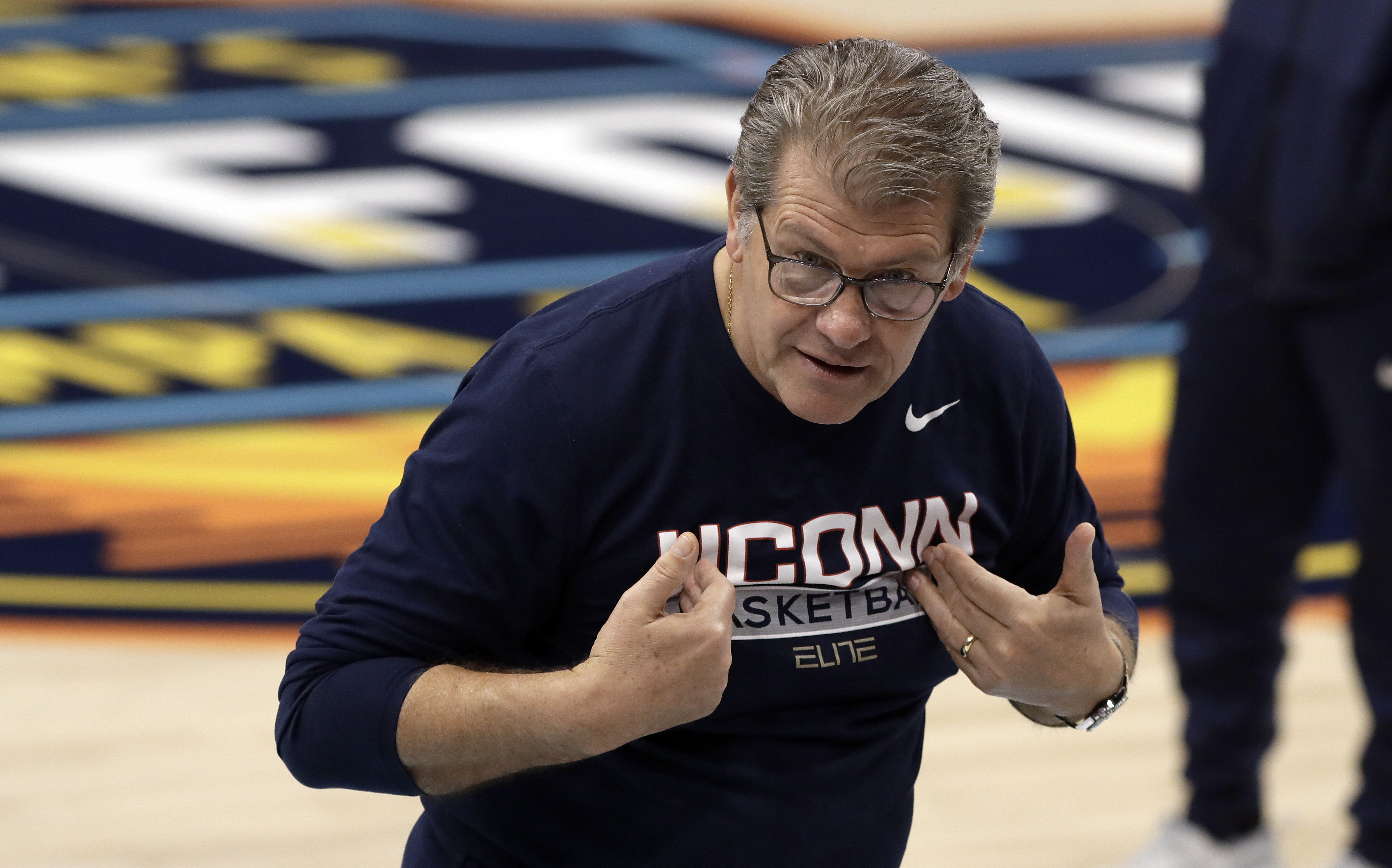 Connecticut head coach Geno Auriemma gestures during practice at the women's Final Four NCAA college basketball tournament, Thursday, April 4, 2019, in Tampa, Fla. UConn faces Notre Dame in a national semifinal on Friday. (Photo: Chris O'Meara, AP)