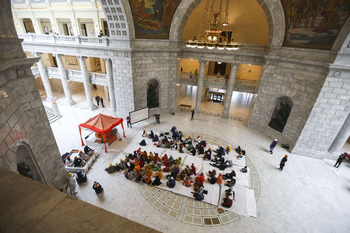 Worshippers participate in the celebration of the Sikh festival of Vaisakhi at the state Capitol in Salt Lake City on Saturday, April 6, 2019. (Photo: Silas Walker, KSL)