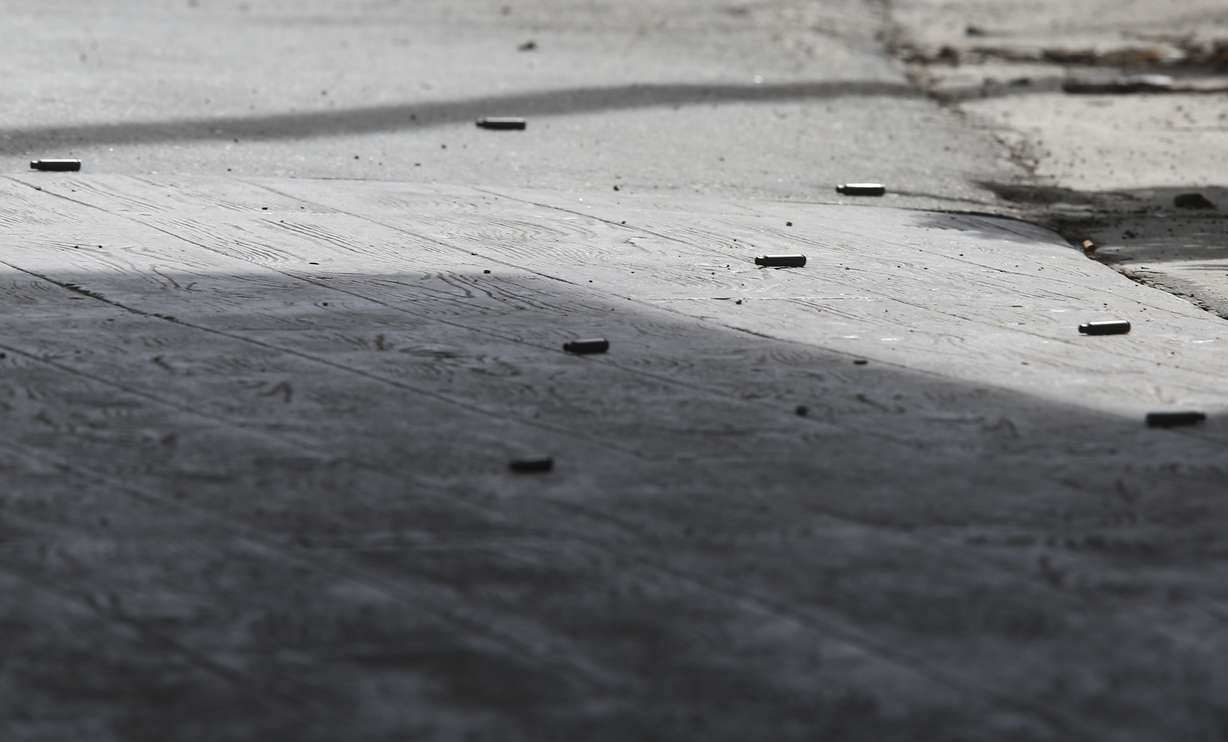 Bullet casings and shattered glass were recovered at the scene of the shooting at the Sheraton Hotel in Salt Lake City on Monday, April 8, 2019. (Photo: Silas Walker, KSL)