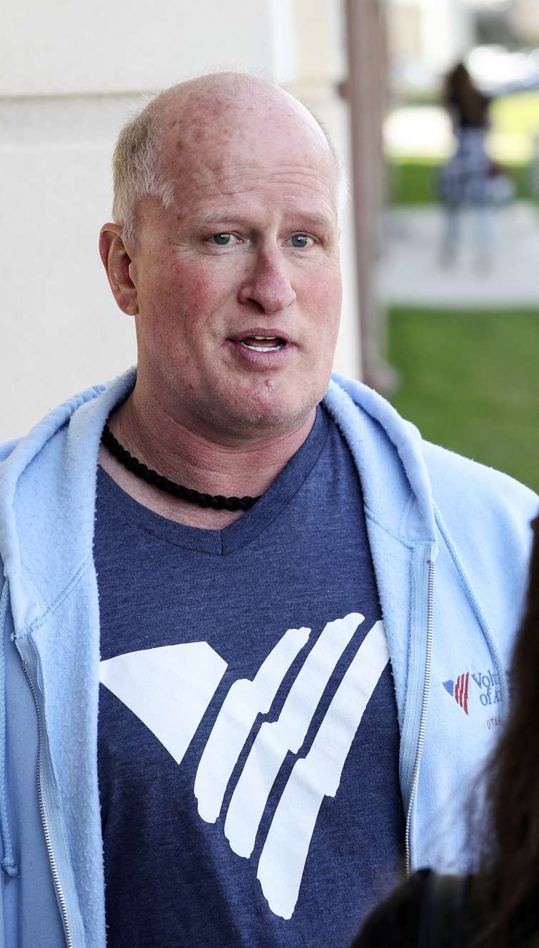 Lawrence Mullin, a peer support specialist and case manager for Volunteers of America-Utah's Assertive Community Treatment team, talks about a program designed to provide stable housing for approximately 30 individuals living with mental illness, outside the organization’s Cornerstone Counseling Center in Salt Lake City on Monday, April 8, 2019. (Photo: Steve Griffin, KSL)