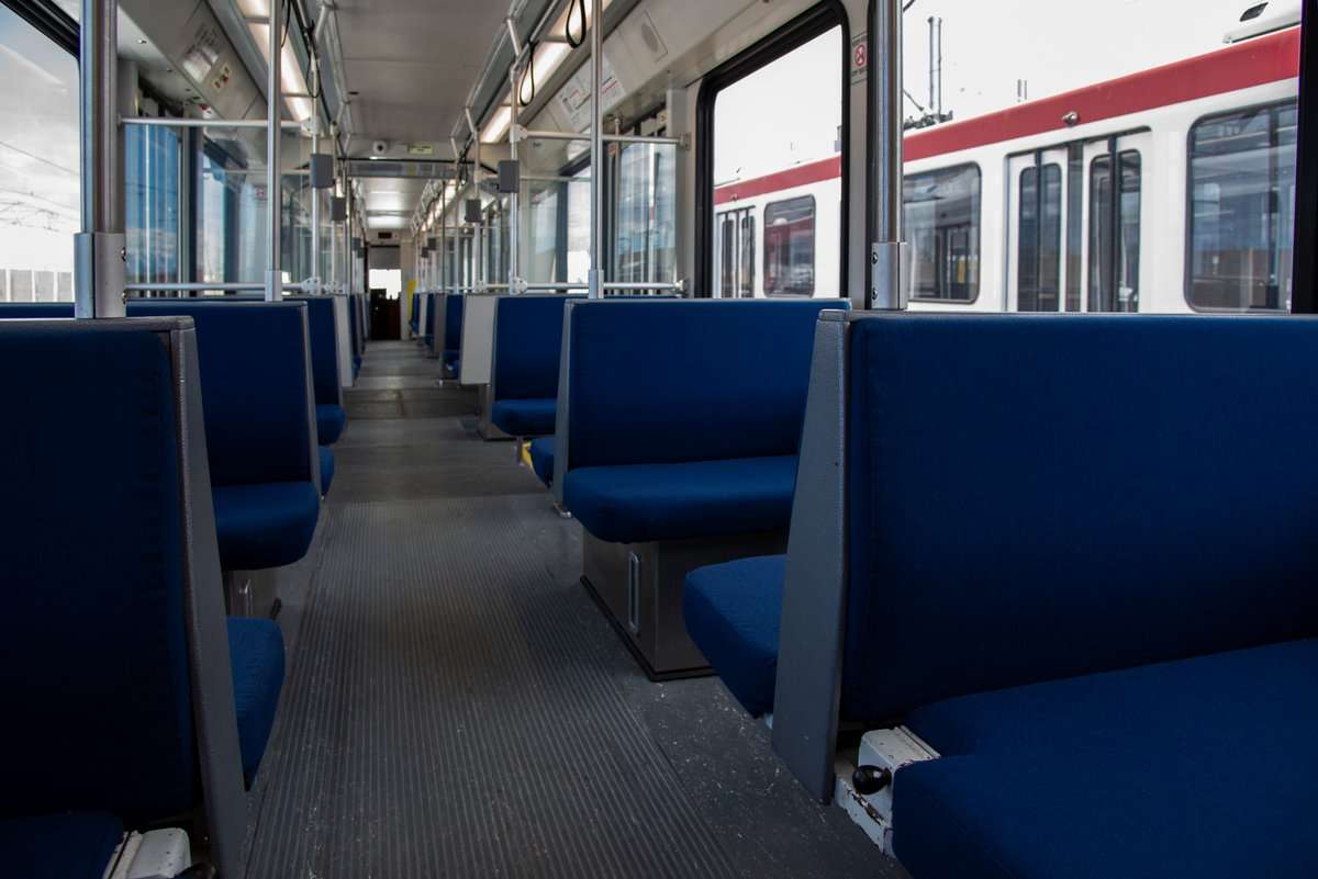 A look inside the renovated Siemens SD100 TRAX car. The car debuted on Monday, April 8, 2019, according to Utah Transit Authority officials. (Photo: Utah Transit Authority)