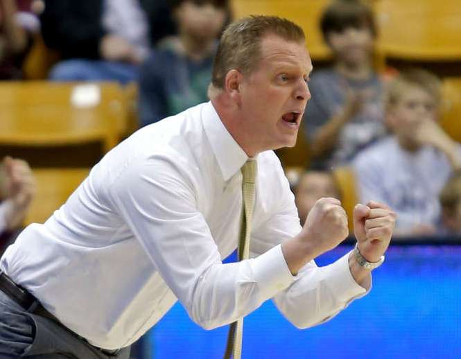 Lone Peak coach Quincy Lewis as Lone Peak High School plays American Fork High School in boy's basketball at the Marriott Center Friday, Jan. 16, 2015, in Provo. (Photo: Tom Smart, Deseret News)