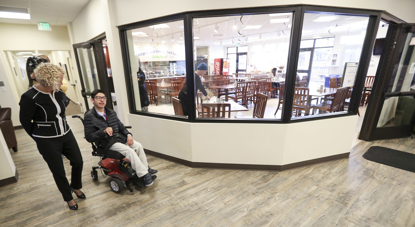 Edgar Perez and Salt Lake City Mayor Jackie Biskupski tour the Ronald McDonald House after Biskupski recognized Perez as the honorary mayor of Ronald McDonald House at the Salt Lake facility on Wednesday, April 10, 2019. Perez and his family have become a fixture at the house and he is lovingly referred to as the “mayor of the house.” Perez knows everyone and often is in the halls greeting people and making sure everything is running smoothly. (Photo: Steve Griffin, KSL)