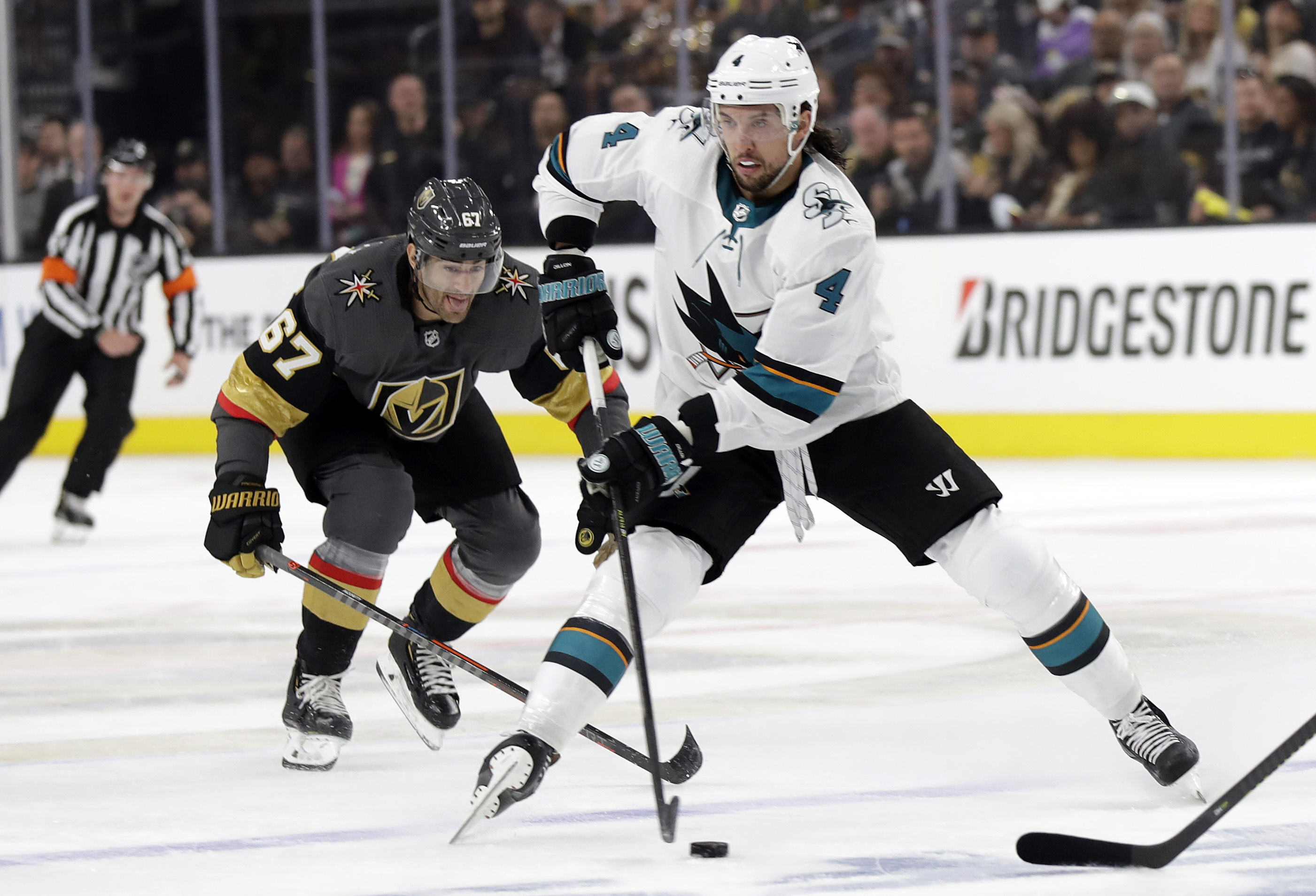 Stone powers Vegas past San Jose 6-3