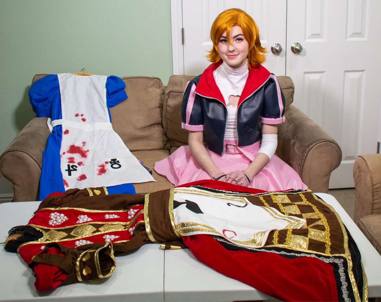 Ashucosu (Ashley) shows off her cosplay creations of Alice from the video game "Alice: Madness Returns" on April 6, 2019. The red dress won first place at Anime Banzai for Beginner's Craftsmanship. (Photo: John Mabunga, Mabunga Media)