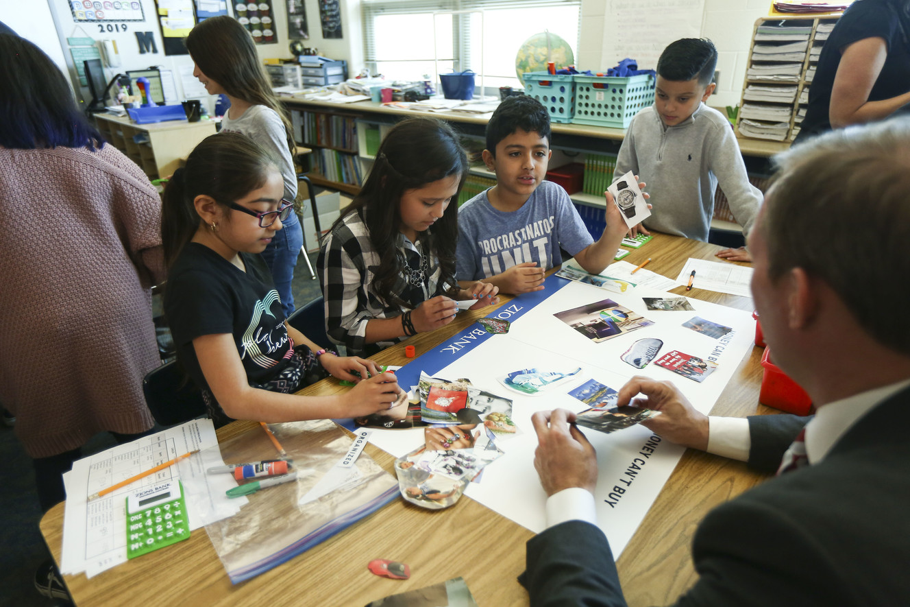 Rep. Ben McAdams, Zions Bank CEO teach fiscal responsibility to fourth graders