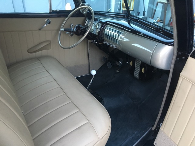 Bench seat and vinyl door panels welcome riders in Dave Nicholson's 1940 Ford Tudor (Photo: Dave Nicholson)