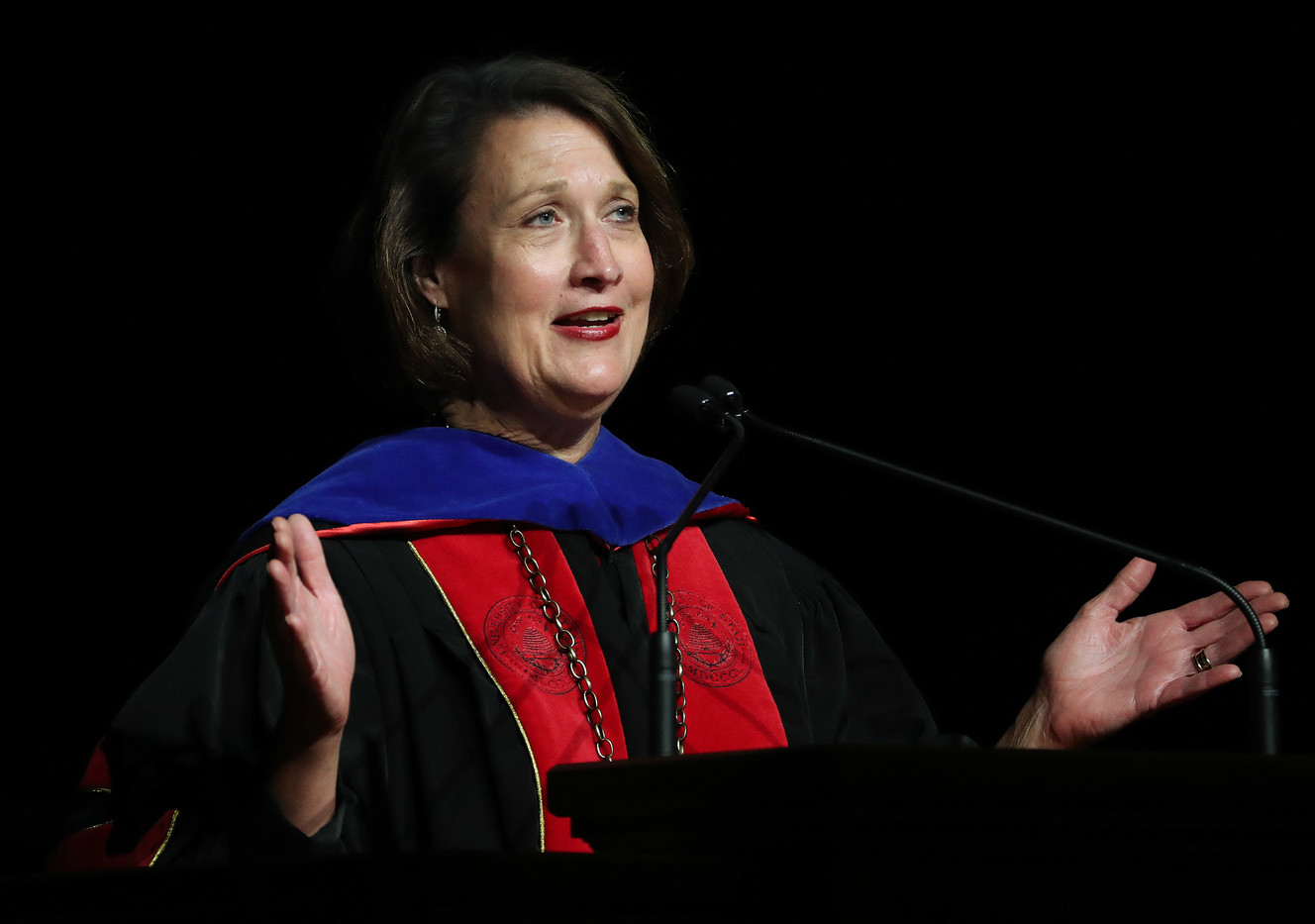 University of Utah President Ruth Watkins speaks during commencement in Salt Lake City on Thursday, May 2, 2019. (Photo: Jeffrey D. Allred, KSL)