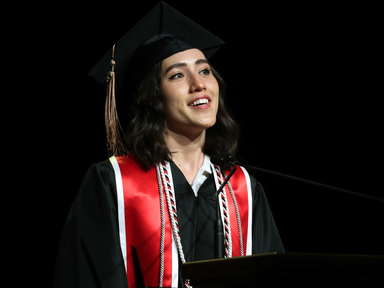Student Alisa Cloward speaks during the University of Utah commencement in Salt Lake City on Thursday, May 2, 2019. (Photo: Jeffrey D. Allred, KSL)