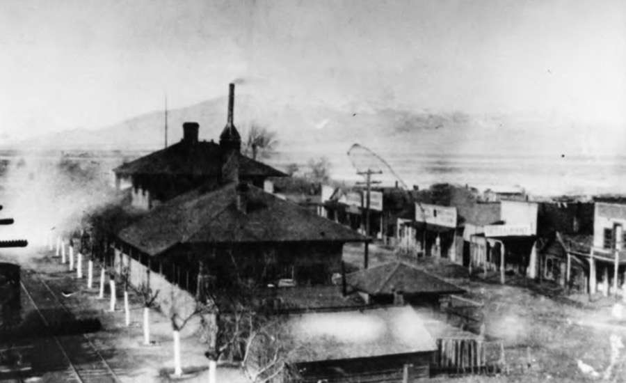 A photo of Terrace, Utah, taken sometime during the 1890s. The photo shows the businesses that used to stand in this area in Box Elder County before the city was abandoned in the early 20th Century. (Photo: Utah State History)