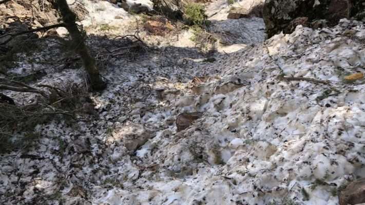 The heat and heavy rain last week loosened up snow that remained on steep slopes and triggered an avalanche that came down in recent days in a popular hiking area. (Photo: Mark Wetzel, KSL TV)