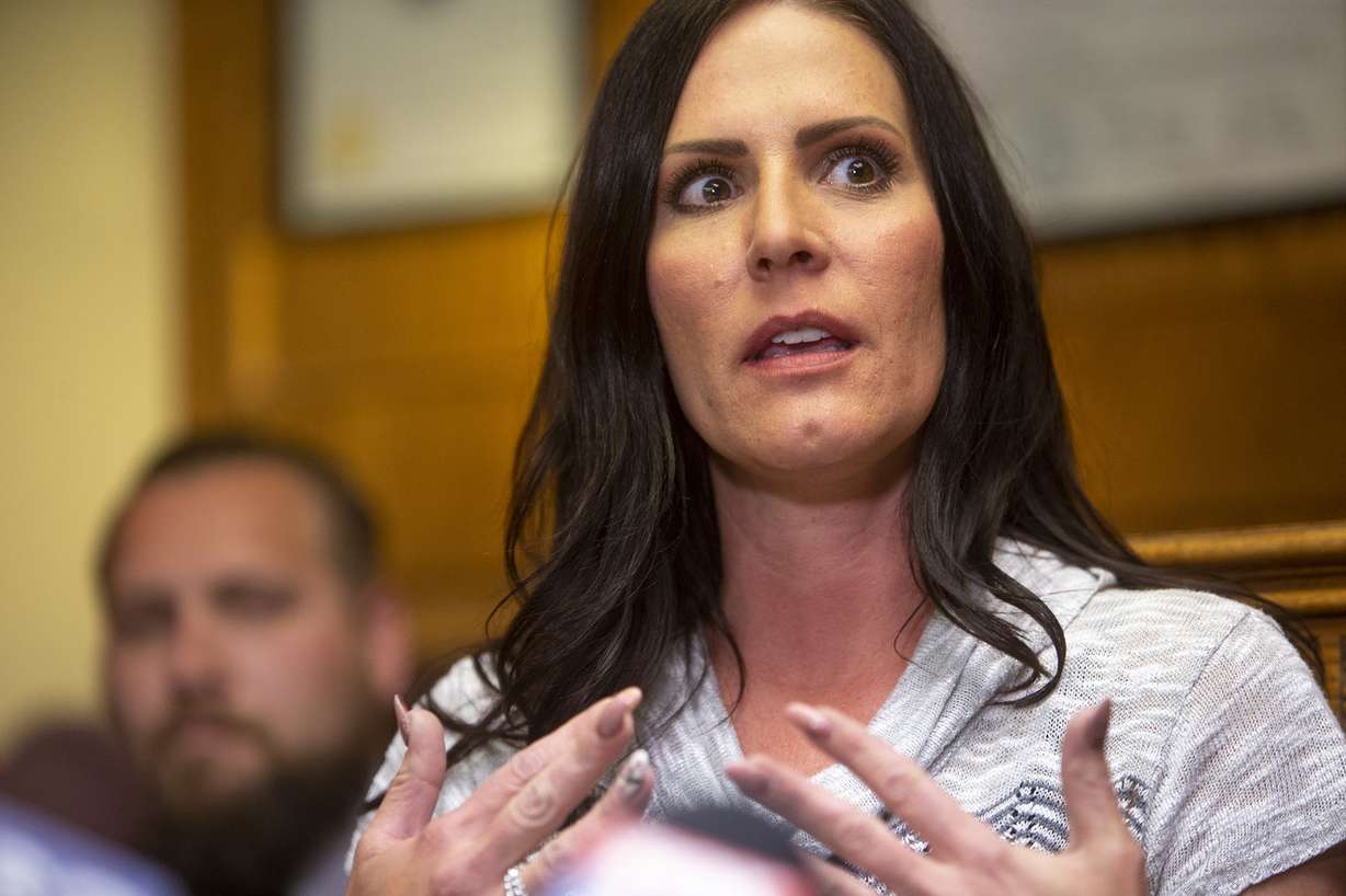 Brenda Mayes speaks during a press conference at the office of her attorney, Robert Sykes, in Salt Lake City on Tuesday, May 7, 2019. A civil rights lawsuit filed in U.S. District Court says a Davis School District bus driver "was driven by racial animus to commit assaults and acts of bullying on mixed-race students assigned to his bus route." (Photo: Scott G Winterton, KSL)
