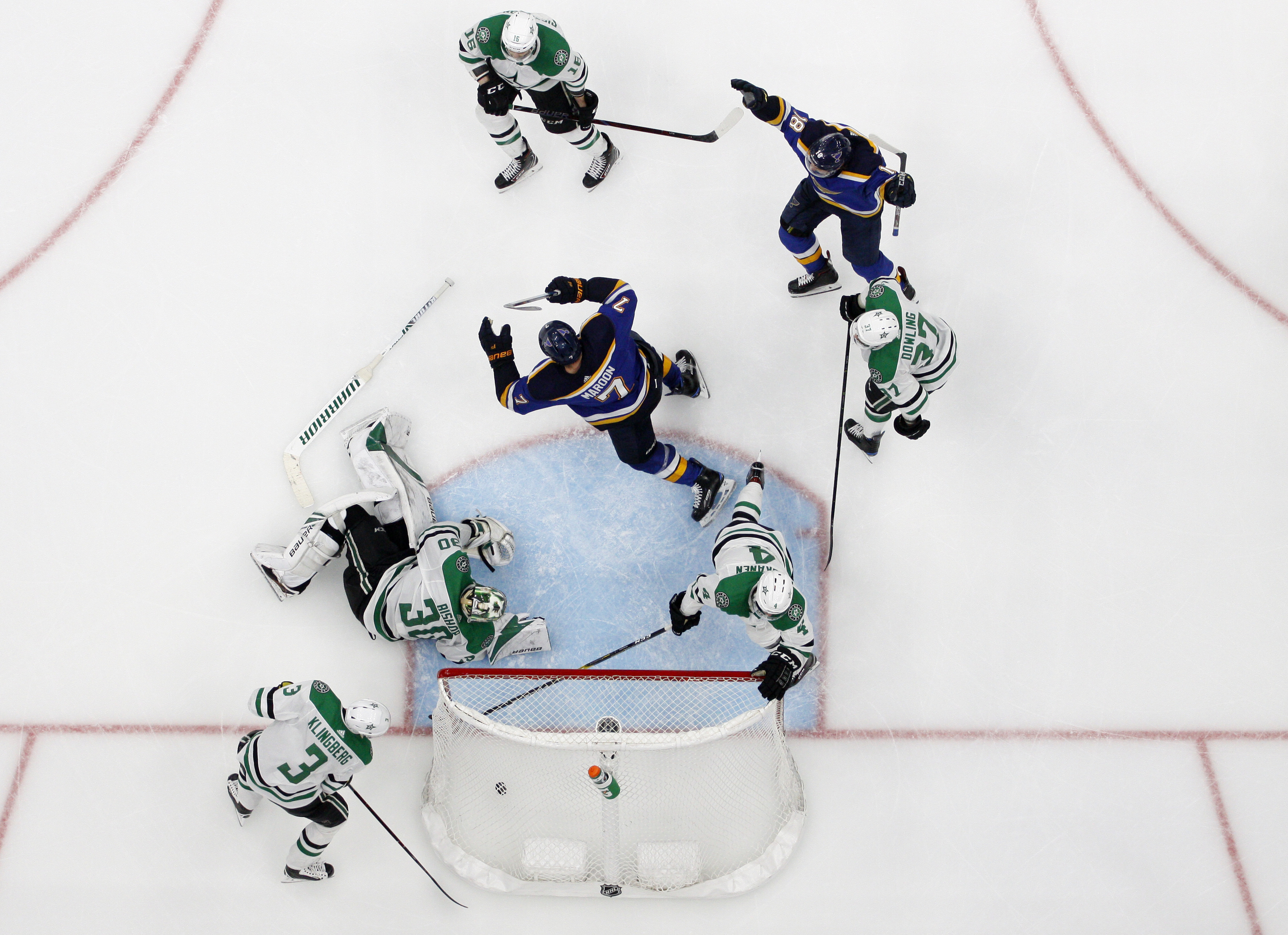 Maroon's OT goal lifts Blues past Stars in Game 7