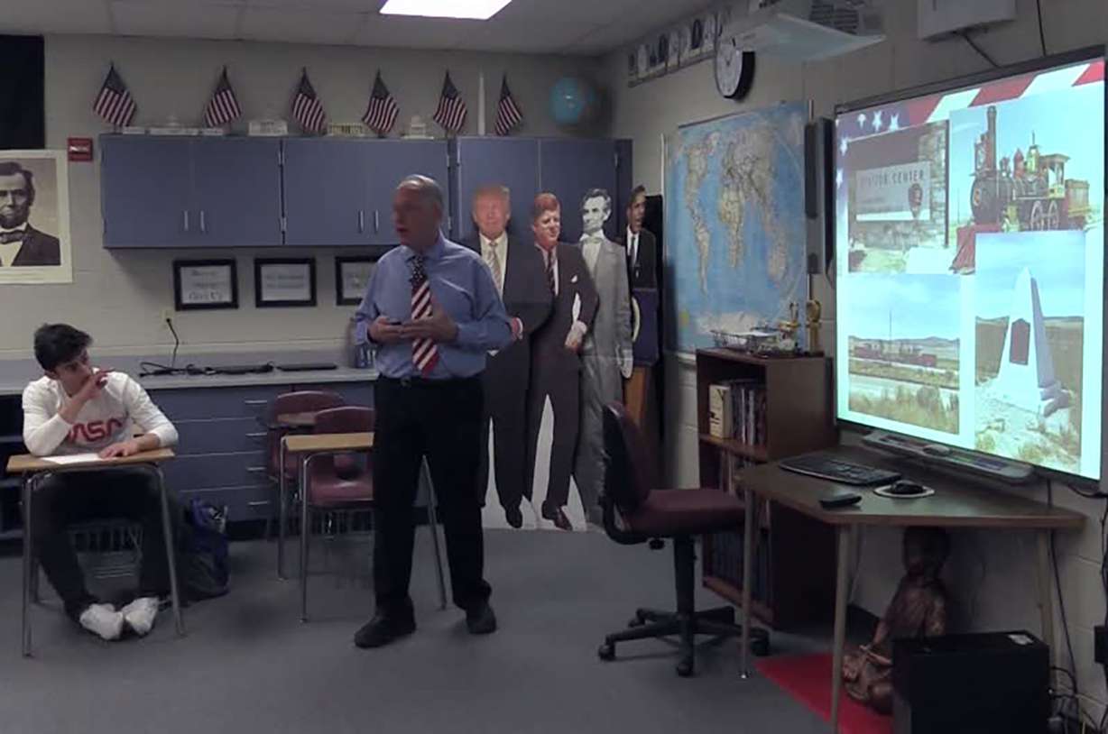 Strasburg High School history teacher Cliff Smith recently told his students: “There was no transcontinental railroad on May 10, 1869, when the golden spike was driven.” Instead, Smith often teaches about a different date: Aug. 15, 1870. Photo: KSL TV