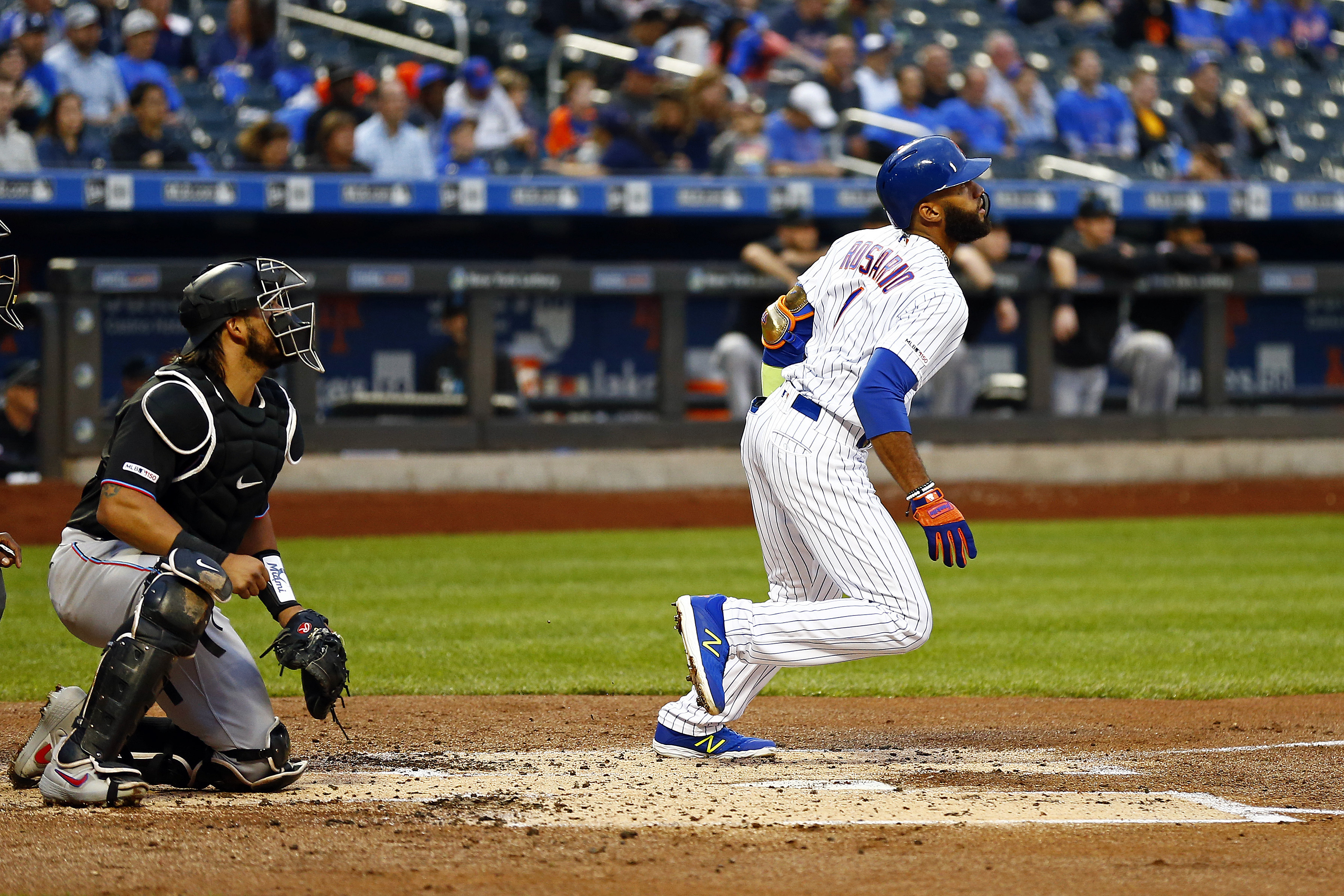 Rosario hits slam in 8-run first as Mets rout Marlins 11-2