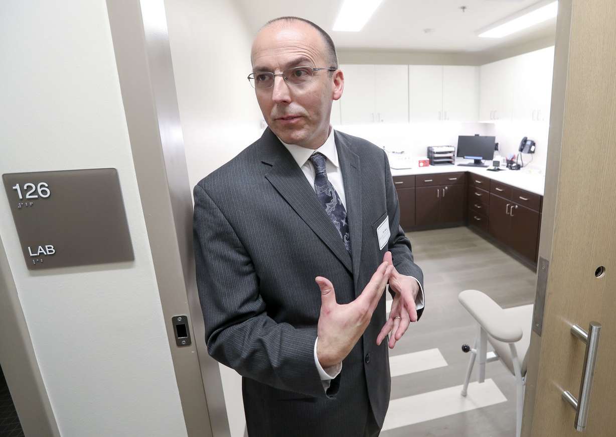Tim Weil, director of client operations for Premise Health, talks about Granite School District’s new employee wellness center from the onsite lab in West Valley City on Monday, May 13, 2019. The center will provide comprehensive medical and pharmaceutical services for all contract employees and their dependents at no cost. (Photo: Steve Griffin, KSL)
